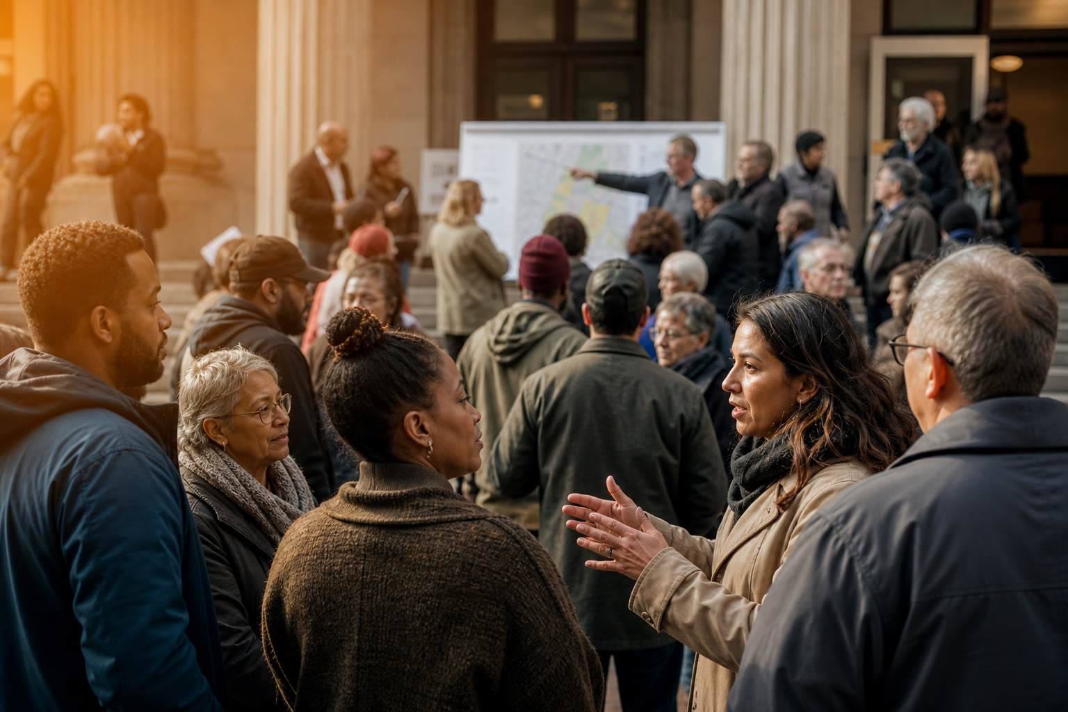 Public perspectives converging into organized community intelligence for decision-making.