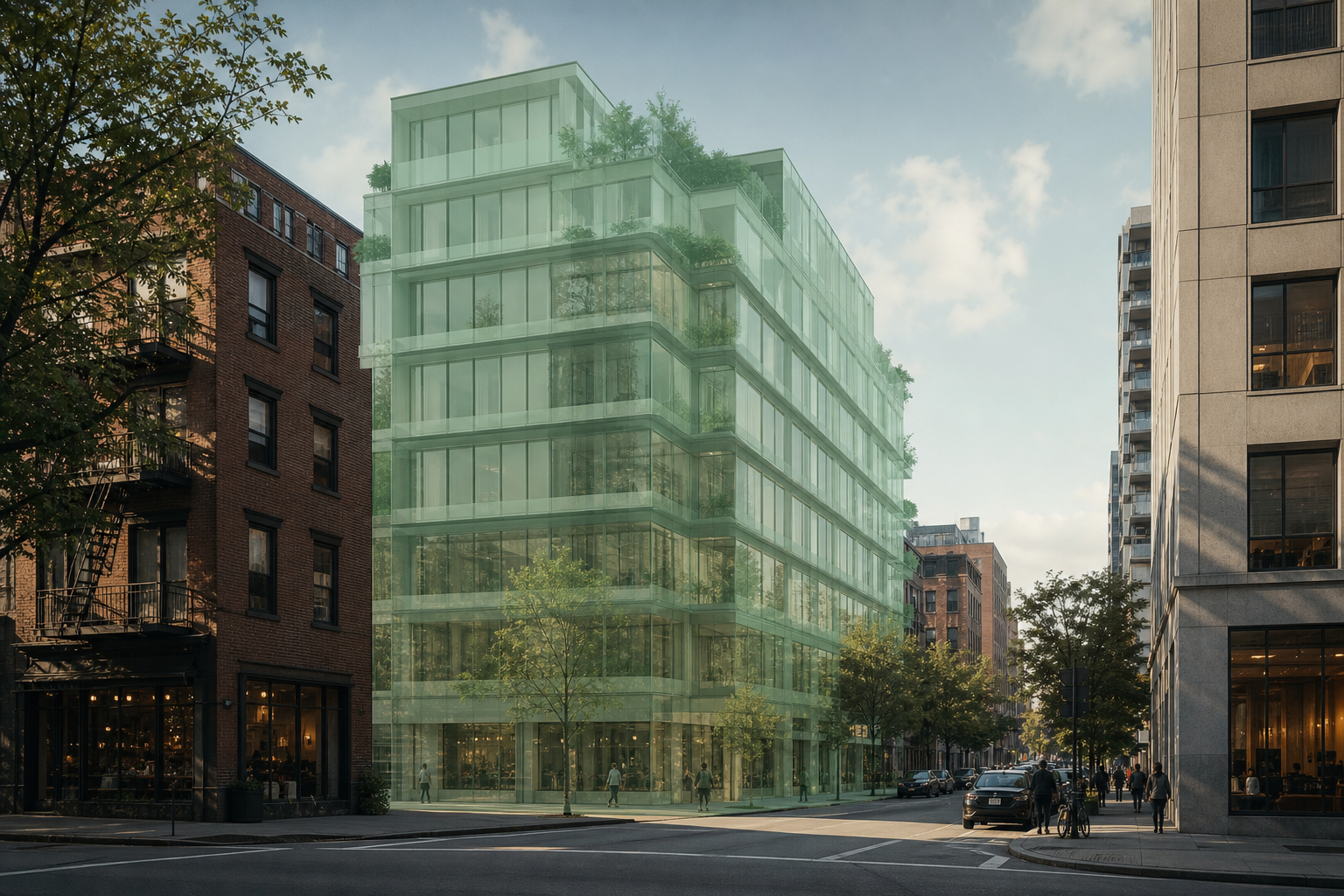 A resident viewing a future development overlaid onto an existing neighborhood.
