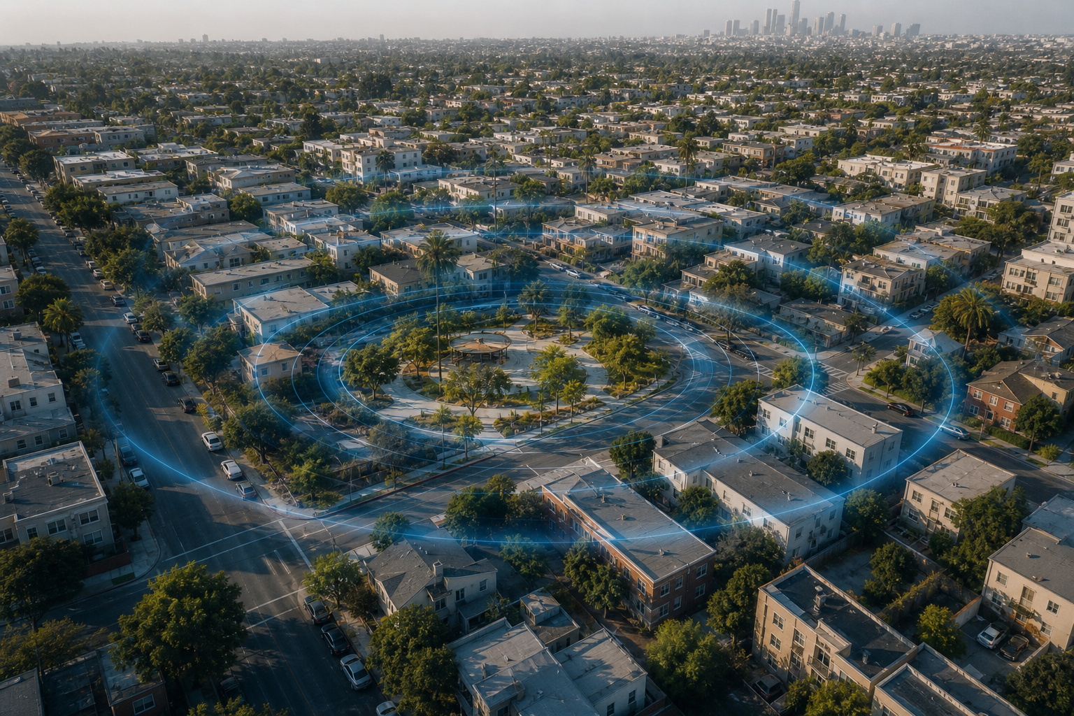A proposed community development creating social, economic, and environmental ripple effects across a neighborhood.